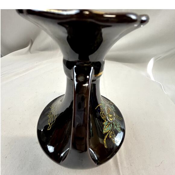 Japan Vase Double Handle Ceramic Hand Painted reddish brown 5.5" tall  4 wide - Picture 5 of 7